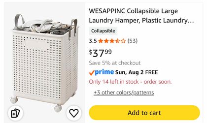 WESAPPINC Collapsible Large Laundry Hamper, Plastic Laundry...