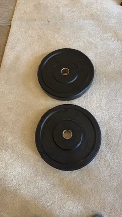Pair of 35lb black rubber bumper plates