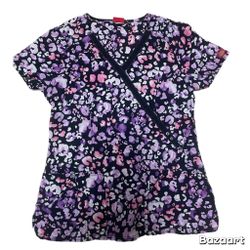 Sz S Pink And Purple Leopard Print Scrub Top By Dickies