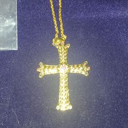 Elizabeth Taylor Simulated Gemstone Cross Pendant W/chain