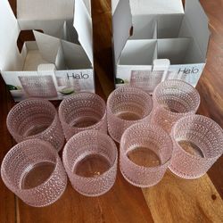 New Light Pink/Blush - 13.5 Hobnail/Rock Glasses Dbl. Old Fashioned Glasses