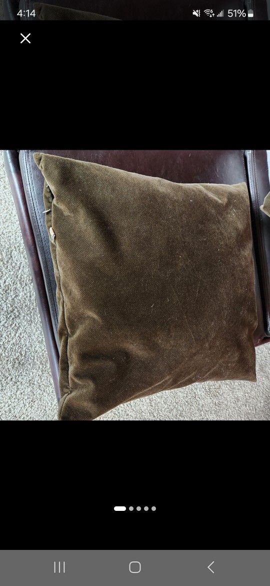 1970s Deep Rich Olive Green Throw Pillows