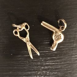 14k Blow Dryer & Scissors Charms