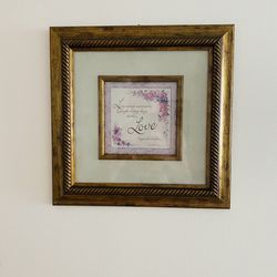 Antique Stylish Piece of Art. Wise message. Beautiful colors. Nice golden wood double frame. Glass. Great bargain. 13.25” x 13.25”. Like new condition