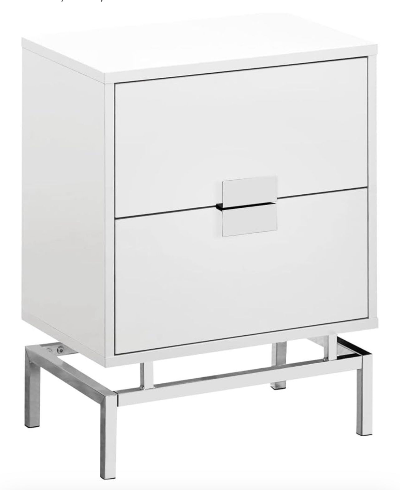 Contemporary White Nightstand  Set Of 2 
