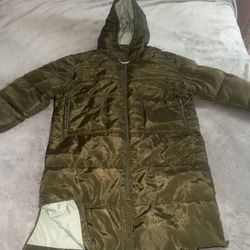 PrettyLittleThing Olive Puffer Coat – Size 14 - Worn Once 