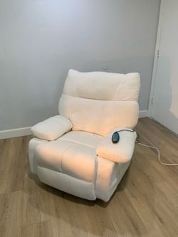 Power Recliner Chair with Massage and Heat, Swivel Rocking Recliner Chairs. White