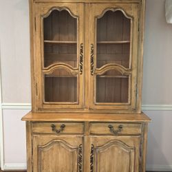 Gorgeous vintage Country French Provincial china cabinet or buffet 