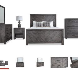 Bob’s furniture Calvin 5 Piece queen Gray Bedroom Set