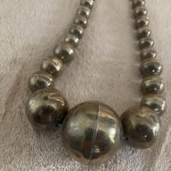 Mid Century Brass Bead Necklace Boho