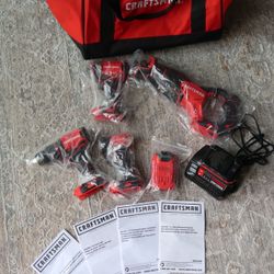 Craftsman Brushless Power Tool Set • New • Impact Driver, Light, Power Drill, Reciprocating Saw, Extra Battery Pack