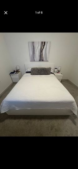 Bed Frame, white Queen and Mattress Queen