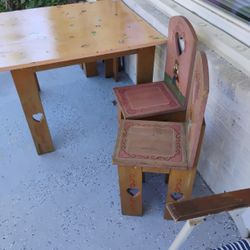 Solid Wood Child's Table And Chairs 