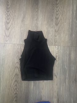 American Apparel Crop Blackt Turtleneck Sleeveless Shirt 
