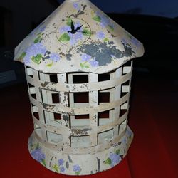 Vintage Metal Outdoor Pillar Candle Holder Wall Sconce Cottage Hang Patio Table