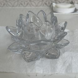 CANDLE HOLDER -  CRYSTAL - 6 Inches Long 