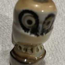 Vintage Art Glass Owl Figurine Small Glaze Washed