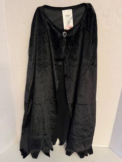 Black Velvet Halloween Cape with Heart Clasp