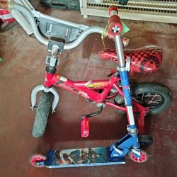 Bicycle Kids And Scooter 