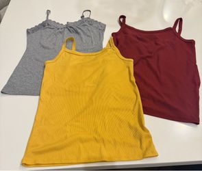 No Boundaries Women's Ribbed Camisole Pack - Yellow, Gray & Burgundy