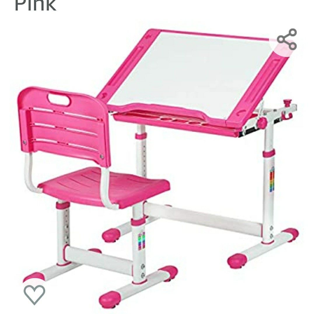 Pink kids desk and chair