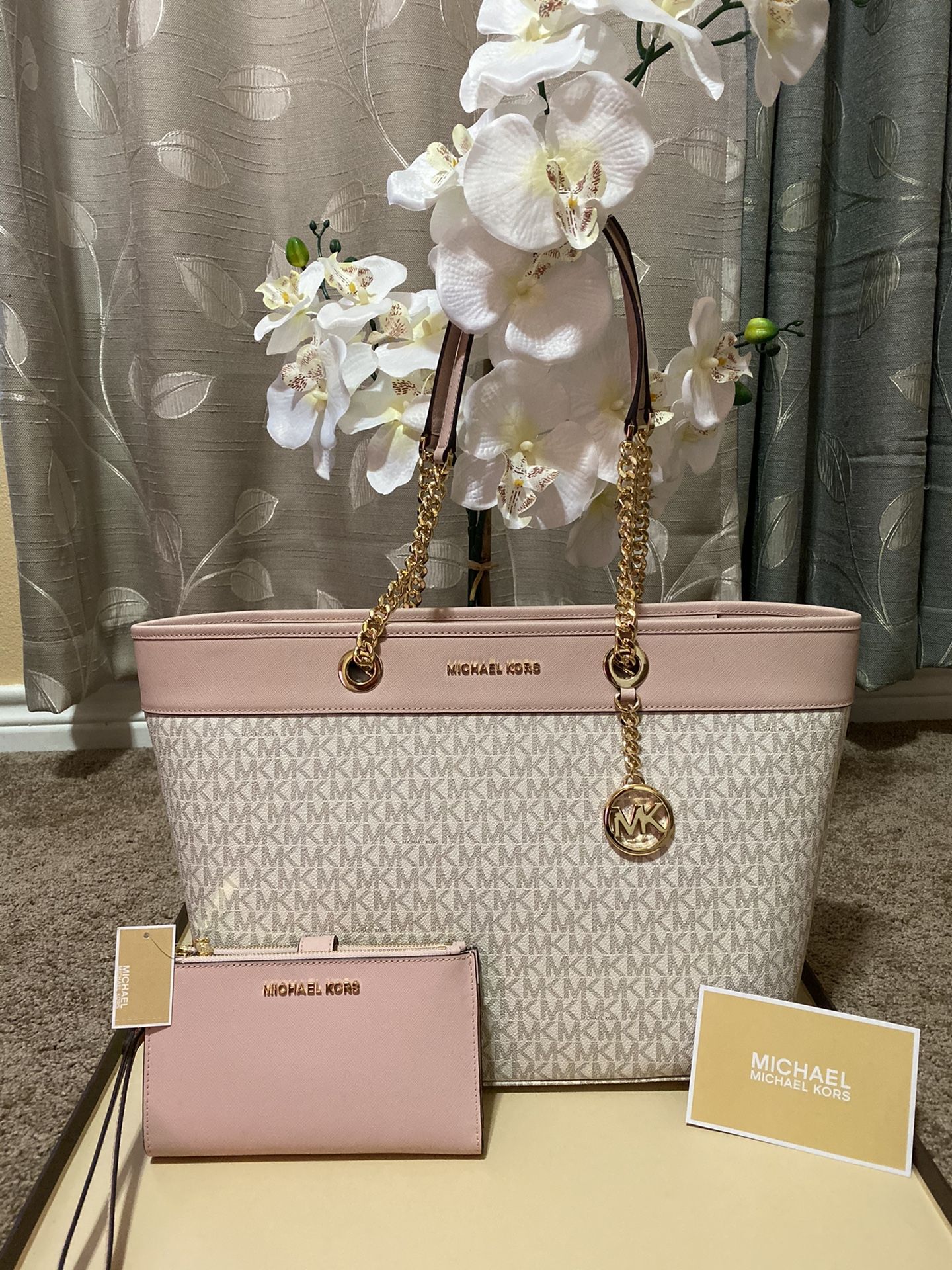 Michael Kors handbag tote bag purse with matching wallet new