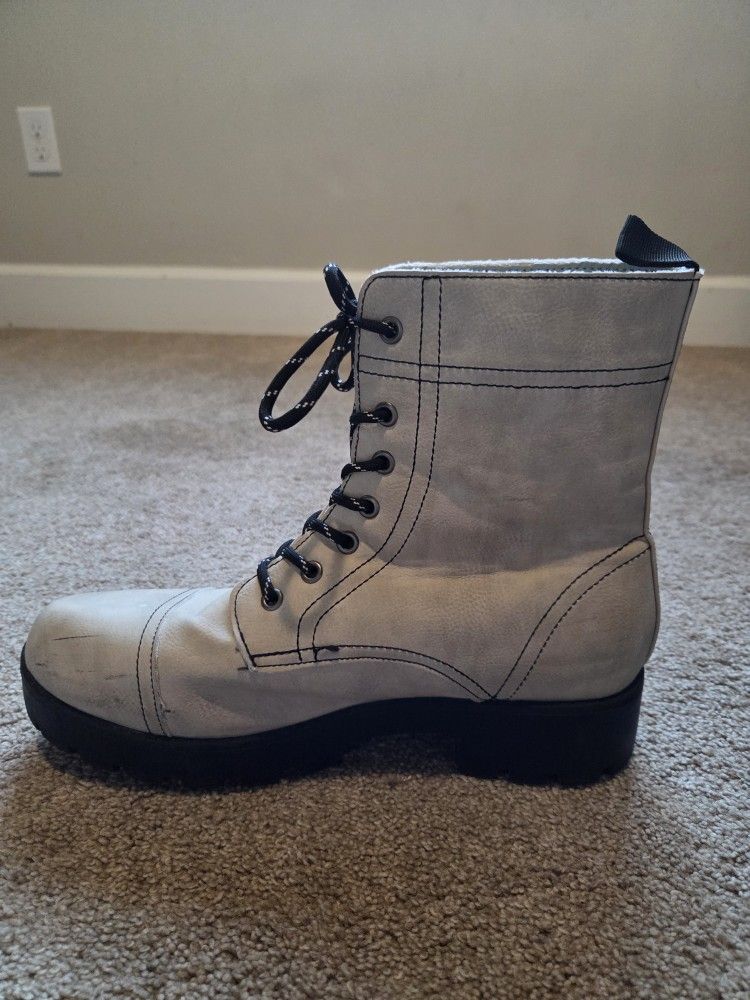 Beige Combat Boots