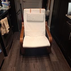 IKEA Wooden with Off-White Canvas Coushins Chair