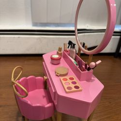 Our Generation – Fabulous Fun Pink Vanity Table & Chair Set (18” Doll Accessory)