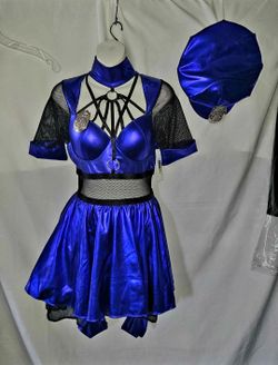 Sexy Blue Metallic Police Costume
