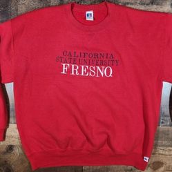 Vintage Russell Athletic Fresno State Bulldogs Sweatshirt 2XL Red University Men