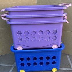 Sterlite Wheeled Stacking Baskets with handles 