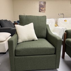 Brand new Brand new Swivel Accent Chair 360° Rotation Linen Fabric Armchair Modern Barrel Chair for Living Room Bedroom Home and Office,Green  $150 $4