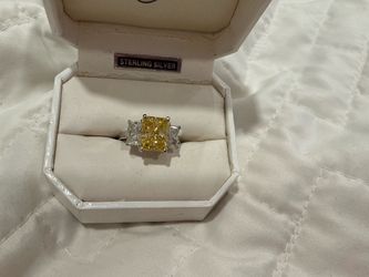 Sterling Silver Yellow Canary CZ Stone