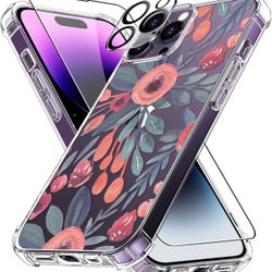 ZADORN Compatible with iPhone 14 Pro Max Case with Screen Protector and Camera Cover,Fashion Designs for Women Girls,Soft TPU Bumper Protective Trendy