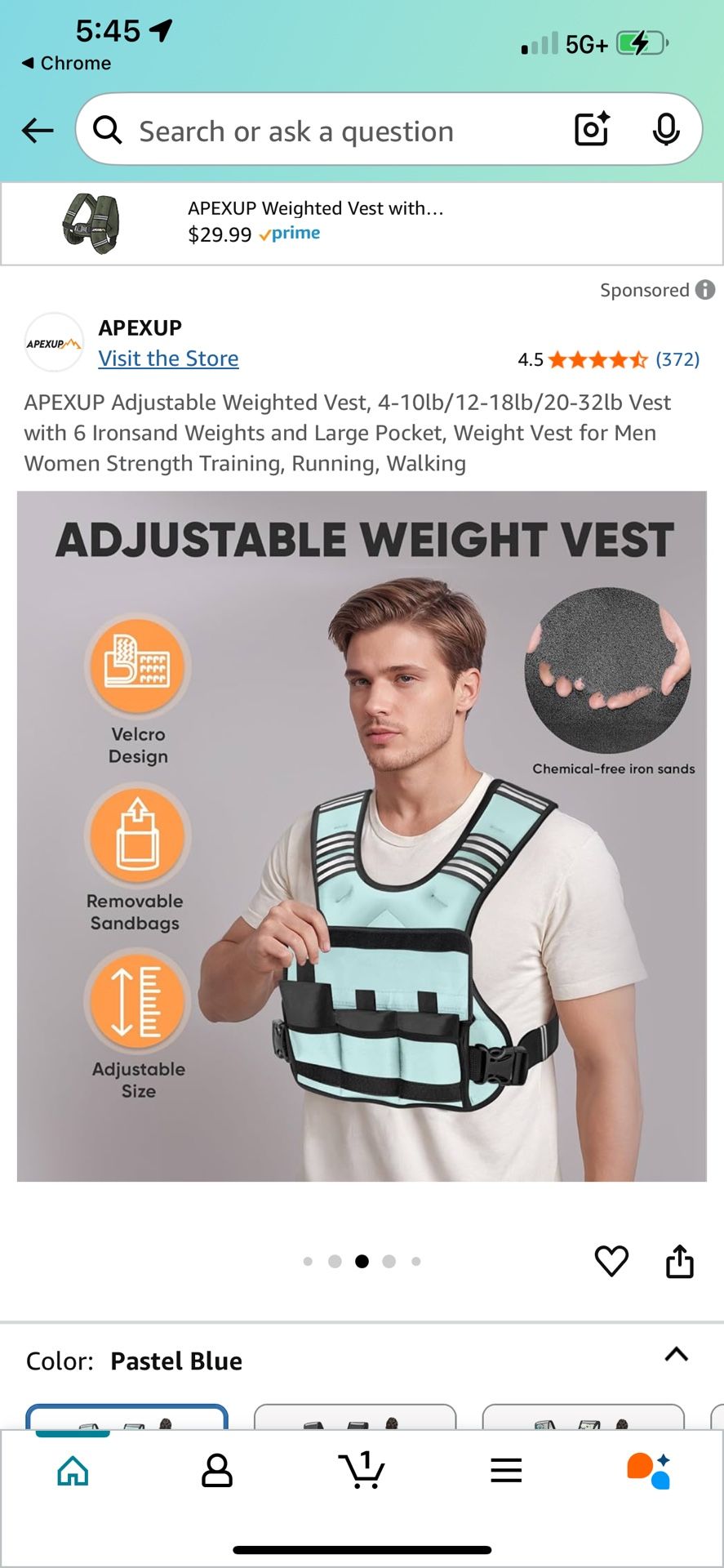APEXUP Adjustable Weighted Vest, 4-10lb/12-18lb/20-32lb Vest with 6 Ironsand Weights and Large Pocket, Weight Vest for Men Women Strength Training, Ru