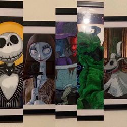 5 Custom Nightmare Before Christmas Art Pieces In Frames