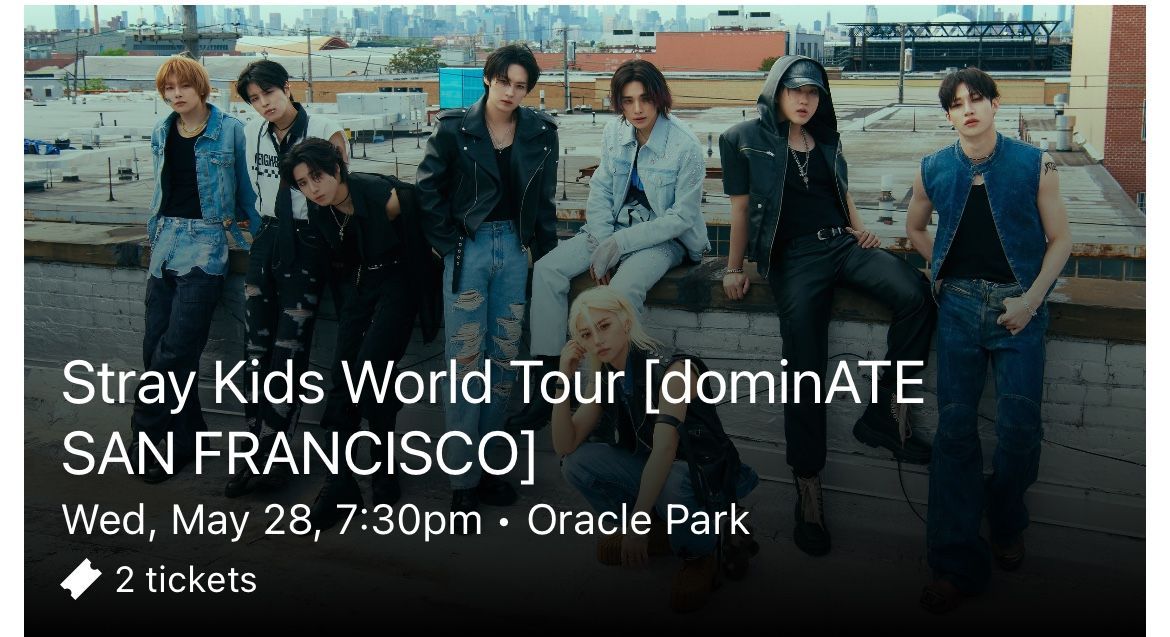 Stray Kids San Fransisco, CA Concert Tickets Oracle Park