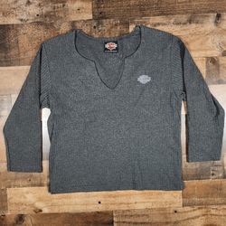 Womens Harley Davidson Long Sleeve Shirt Large Gray