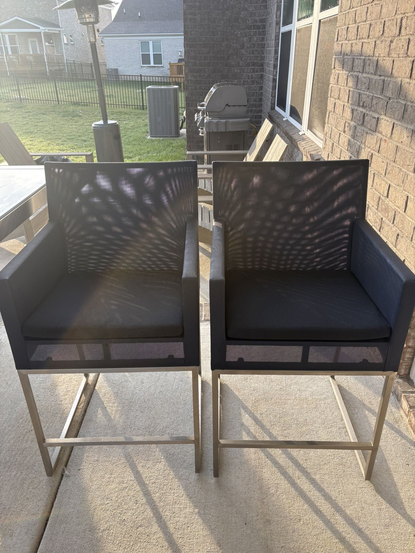 Set Of 4 Crate and Barrel Dune navy counter stools