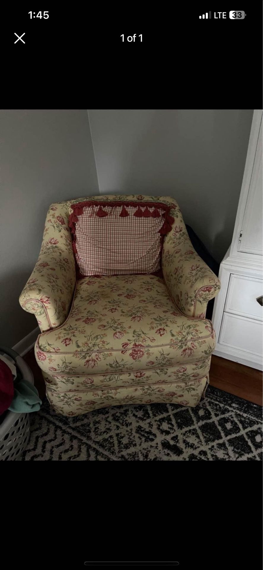 Yellow Floral Accent Chair