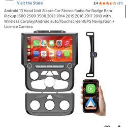 Android 13 Head Unit 8 core Car Stereo Radio for Dodge Ram Pickup 1 3 2014 2015 2016 2017 2018 with Wireless Carplay/Android auto/Touc