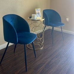 Modern Velvet Accent Chairs – Set of 2 (Dark Teal / Blue)