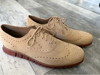 Cole Haan Zerogrand Remastered Unlined Wingtip Oxfords Suede C40675 sz 13 Tan