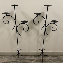 Two (2) Floor-Standing 3-PILLAR CANDLE HOLDERS - firm posted price.