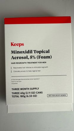 Lot of 4 Keeps Minoxidil Foam 5% Hair Regrowth Treatment for Men - 1 Year Supply (EXP 07/2027)