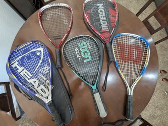 Lot of 5 Racquetball Racquets w/ Covers (HEAD, Ektelon, Wilson)