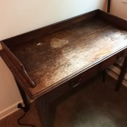 False Drawer Oak Desk With Chair
