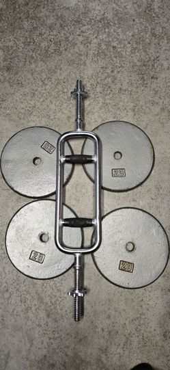 Tri cep bar with 1 inch plates