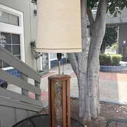 MCM Mid Century Wood Glass Panel Lamp and Shade